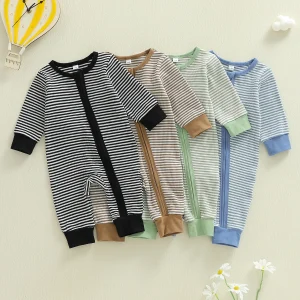 Striped Zip-Up Baby Romper